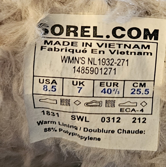 Sorel Women's Winter Snow Boots in  Tan W Purple&coral with Faux Fur Trim 8.5 - Picture 8 of 9